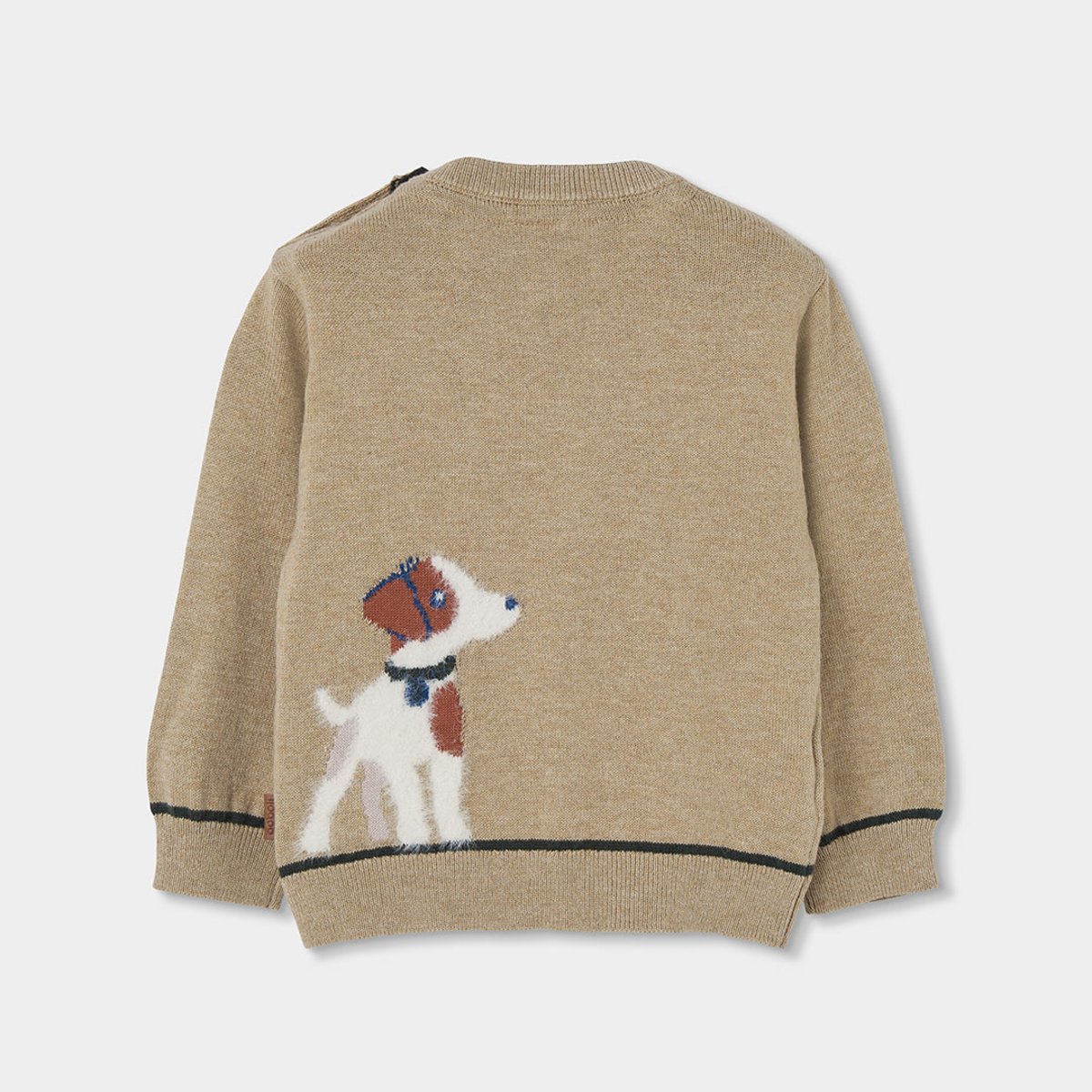 Pull garçon imprimé chien beige, BOBOLI