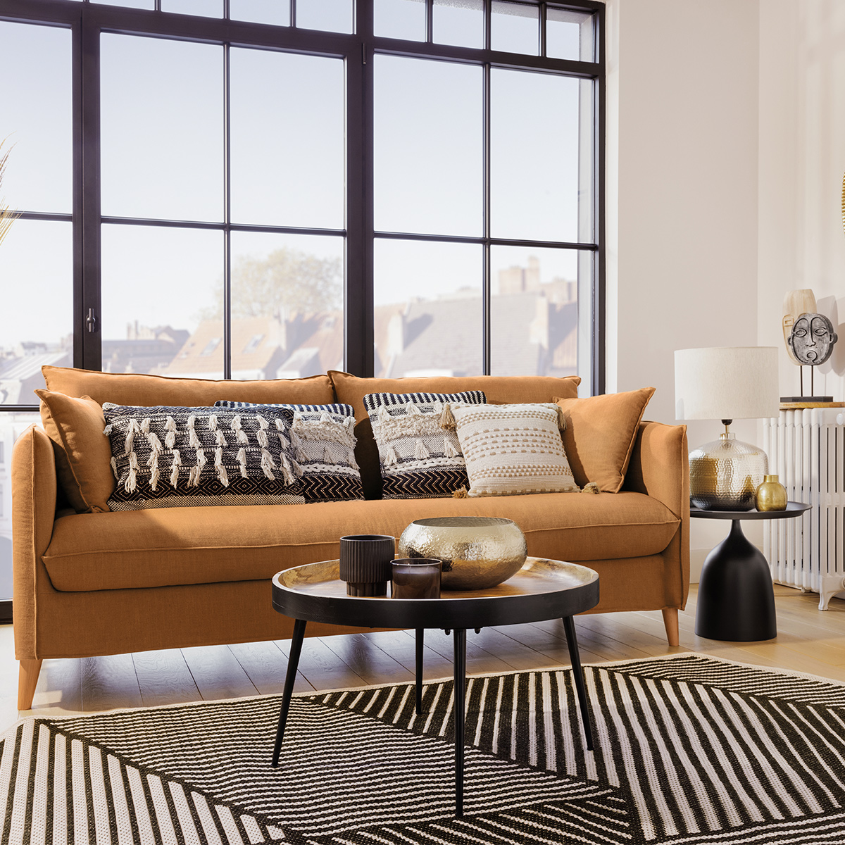 Lampe à poser métal et coton KAIS mordoré, ATMOSPHERA