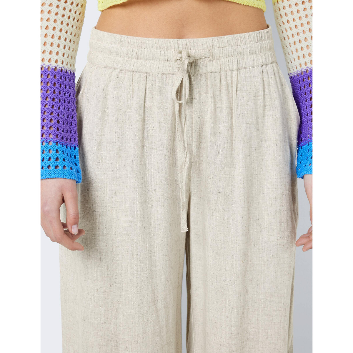 Pantalon large, taille standard beige clair, NOISY MAY