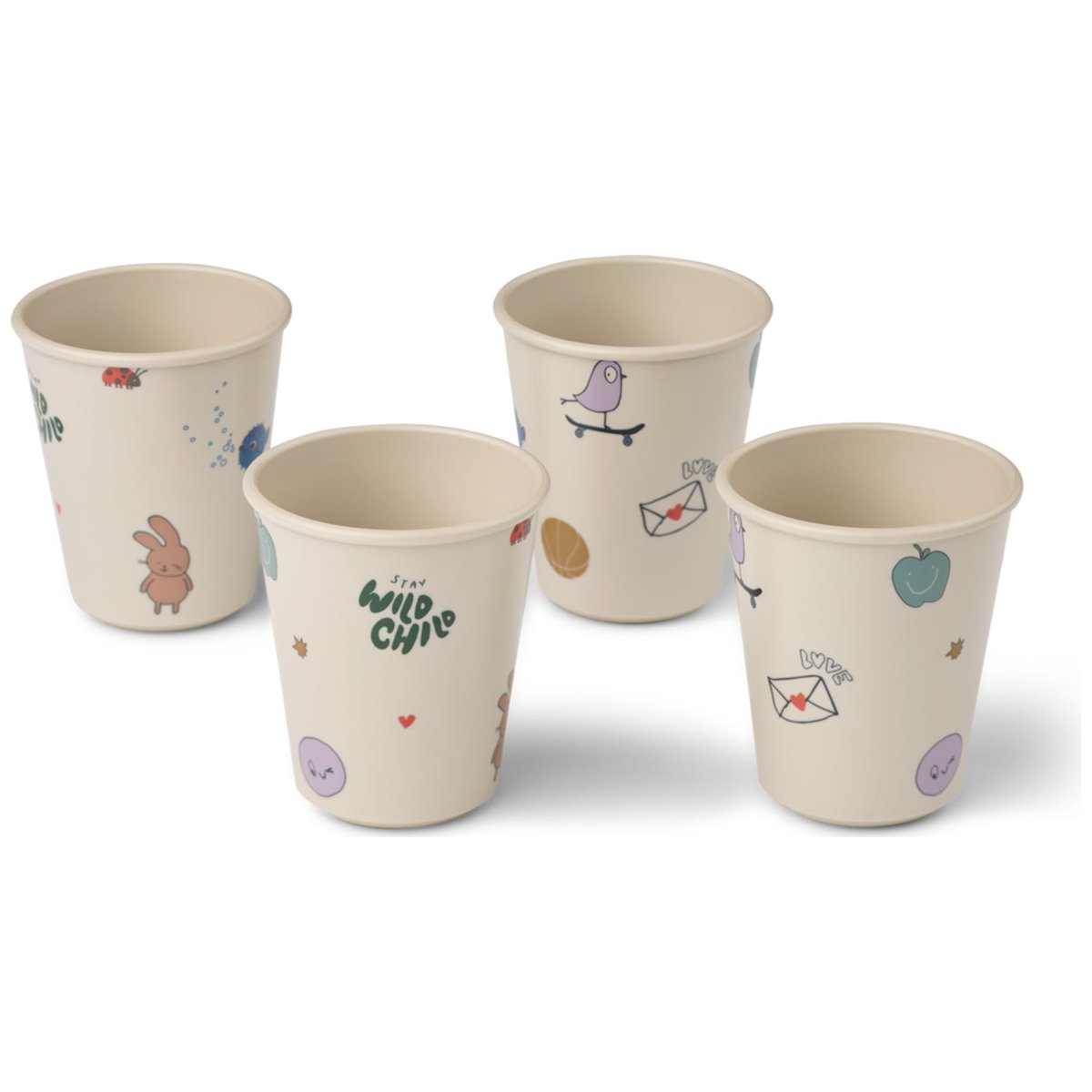 Lot de 4 gobelets Lana ecru, rose, vert, LIEWOOD