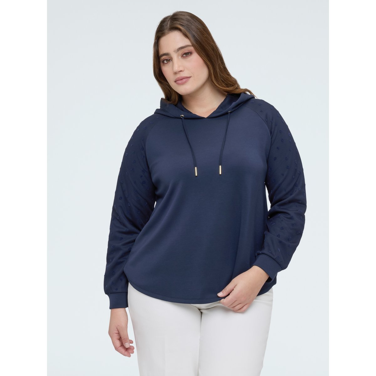 Sweat à capuche avec manches à petits cœurs bleu, FIORELLA RUBINO