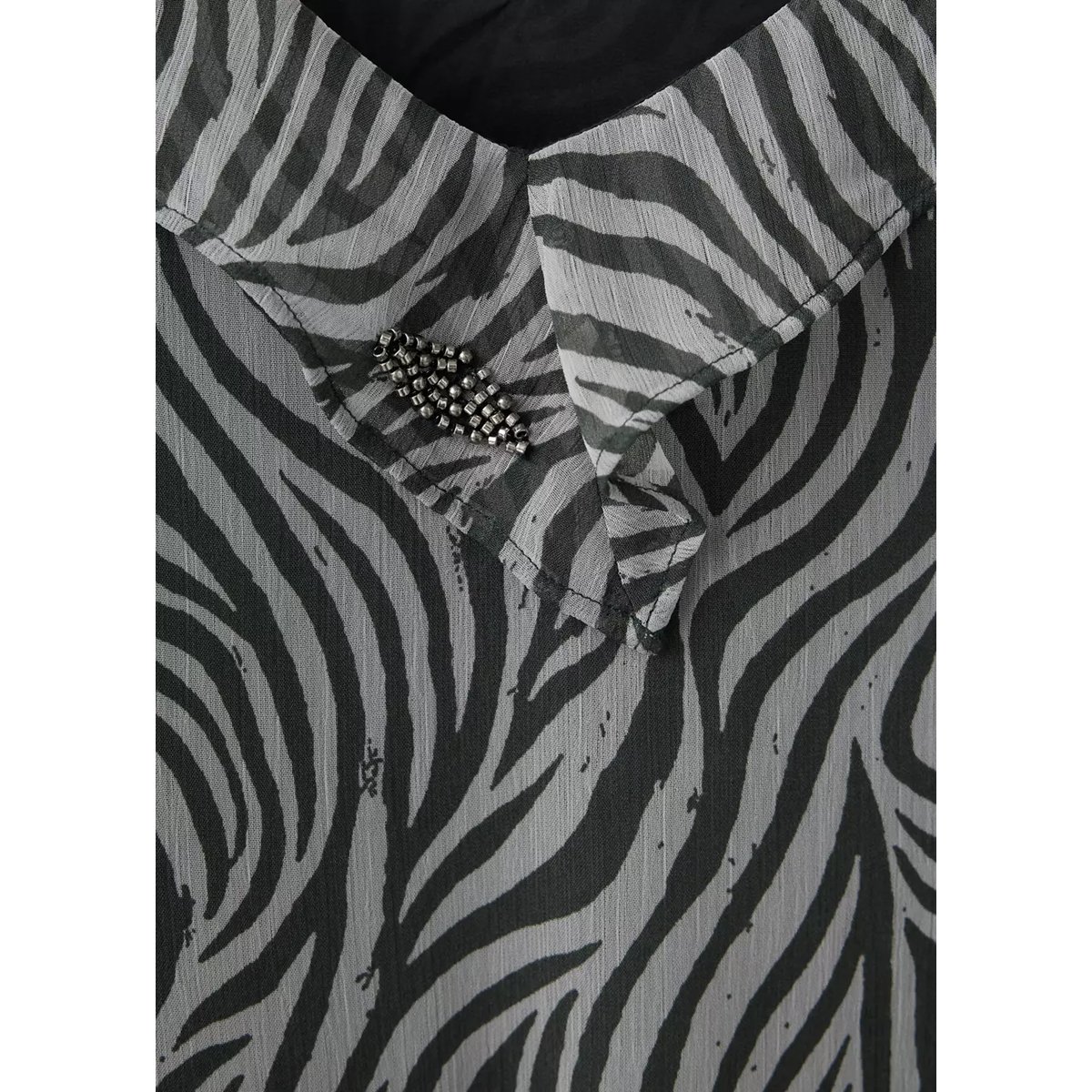 Top imprimé animal avec perles noir, MANGO TEEN