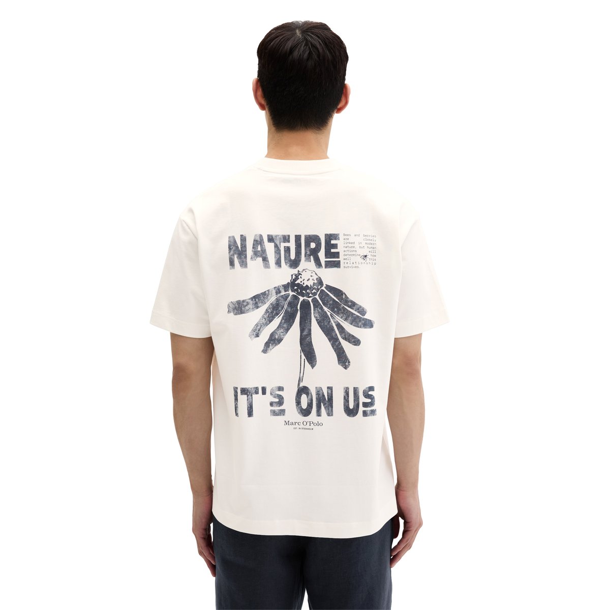 T-shirt loose avec impression dans le dos blanc naturel, MARC O'POLO
