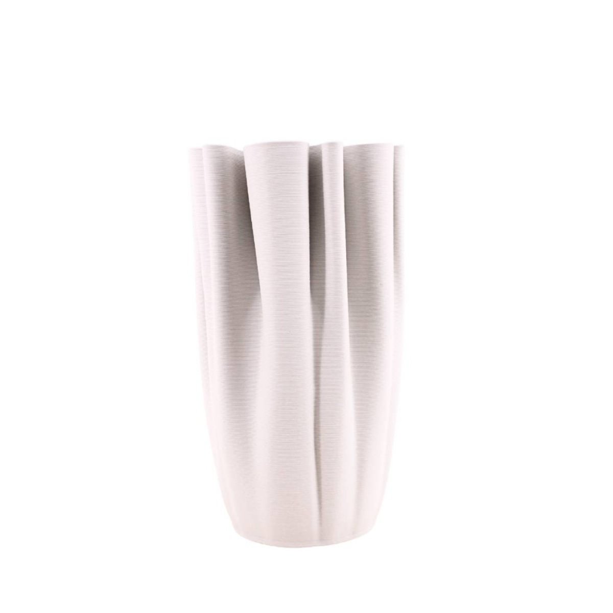 Vase en céramique plissé 3D, H28cm blanc, ORNAMI
