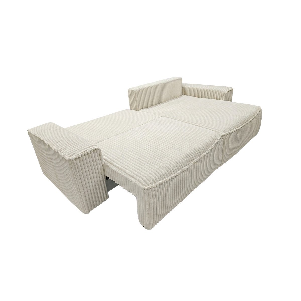 Canapé d'angle convertible places en gros côtelé doux, AUSTIN beige, BOBOCHIC