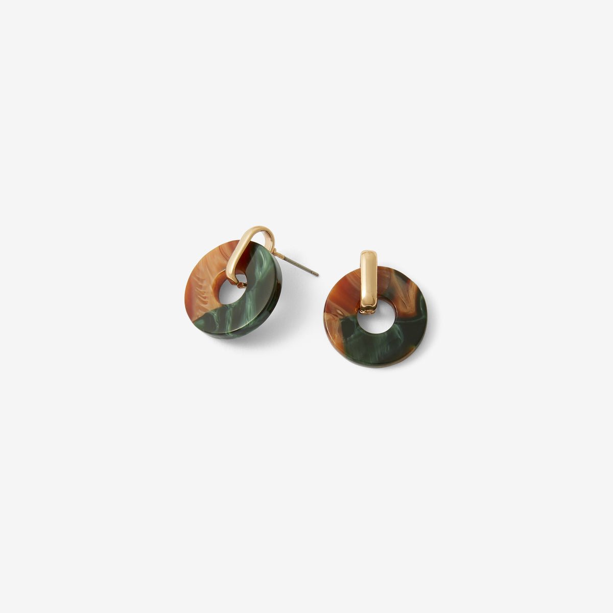 Boucles d'oreilles rondes en résine vert et marron marron, BALABOOSTE