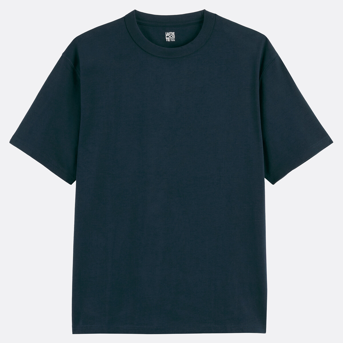 T-shirt met ronde hals van zacht, dik katoen, boxy pasvorm marineblauw, LA REDOUTE COLLECTIONS