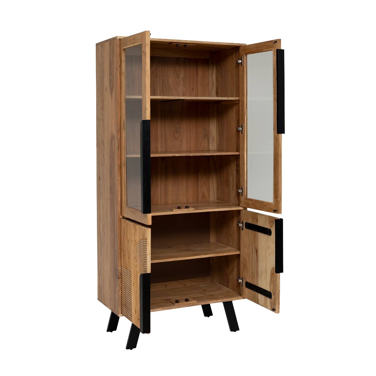 Vitrine en bois d'acacia et métal MANO bois clair, MADE IN MEUBLES