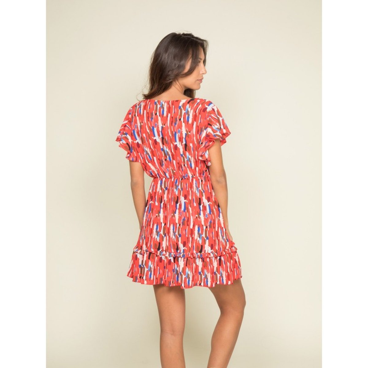 Robe Courte Motifs Ired rouge, DONA LISA