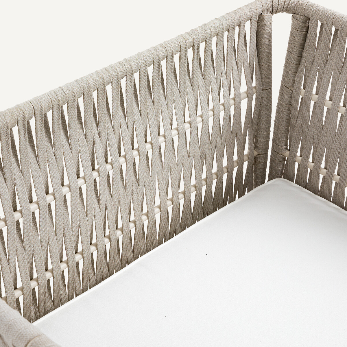 Fauteuil de jardin en sangles tressées, LEANDRA naturel/blanc, AM.PM
