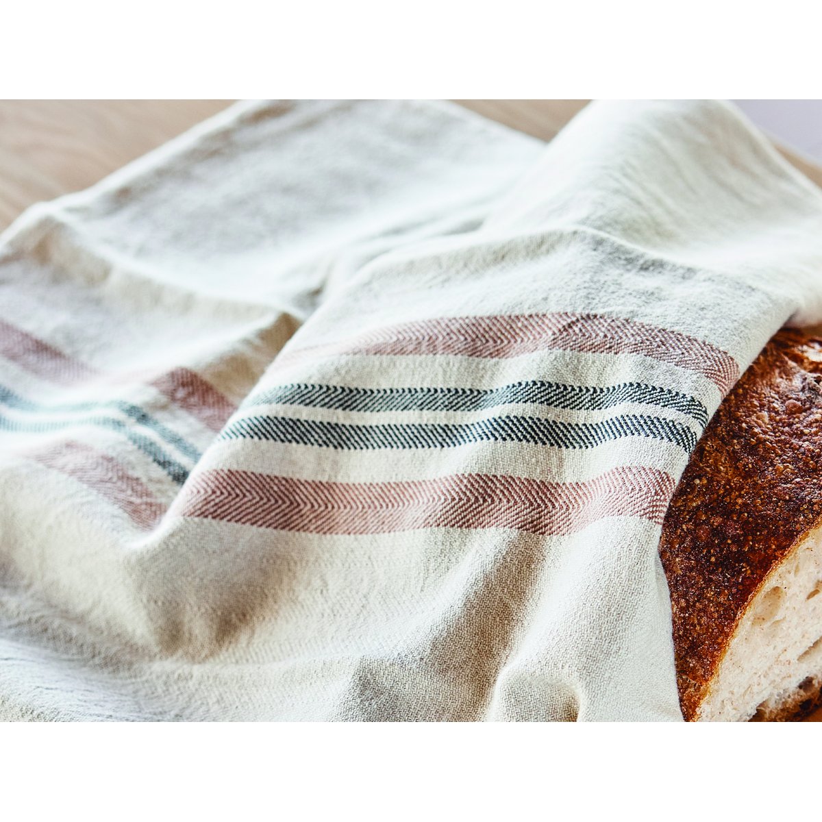 Lot de 2 serviettes en coton à rayures LIVING marron, OYOY LIVING DESIGN