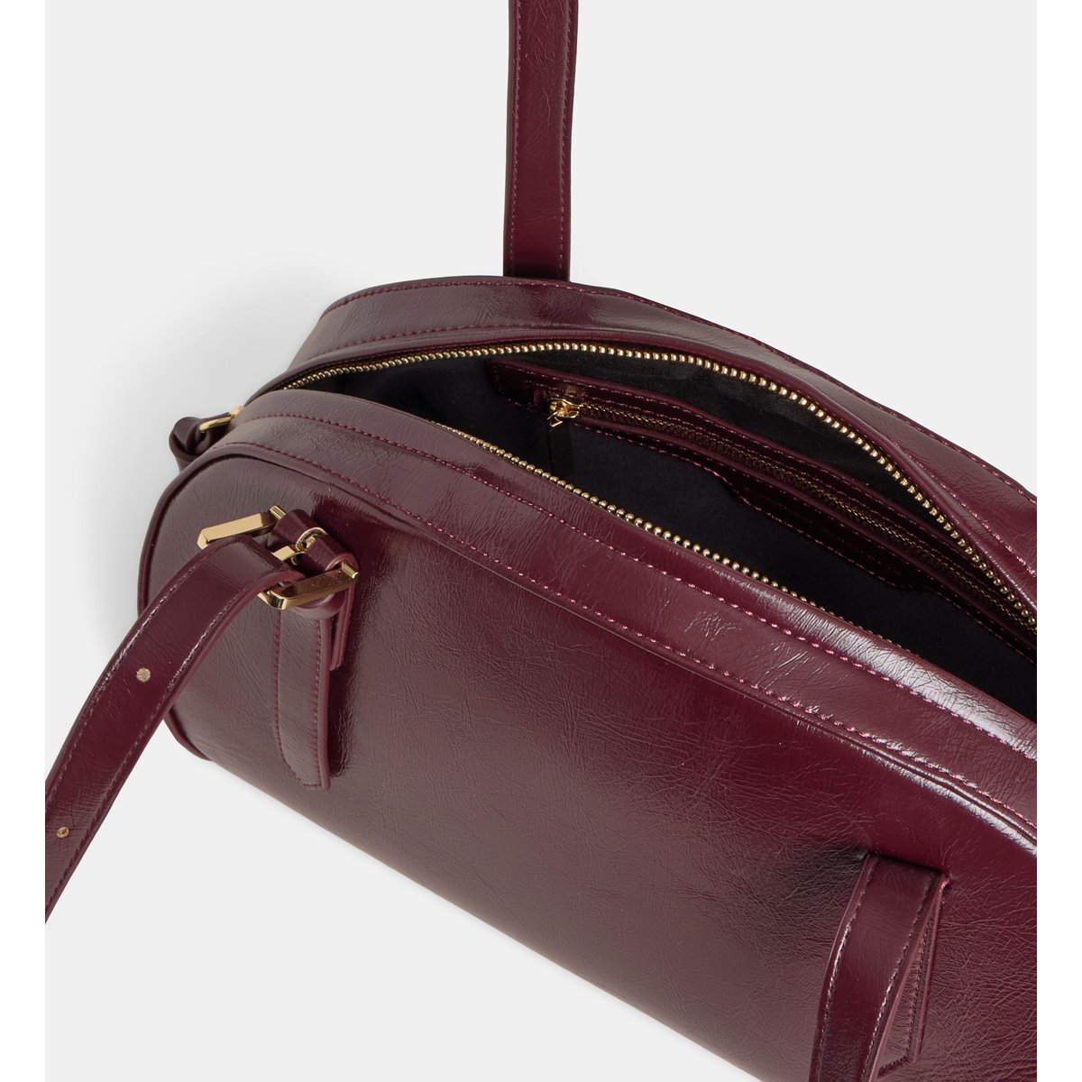 Sac bowling tiana vernis effet froissé prune, GALERIES LAFAYETTE