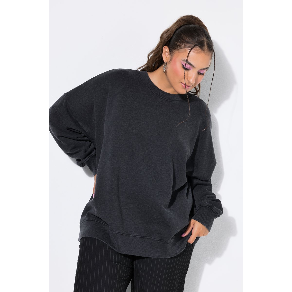 Sweat, coupe oversize, style vintage chiné anthracite, STUDIO UNTOLD