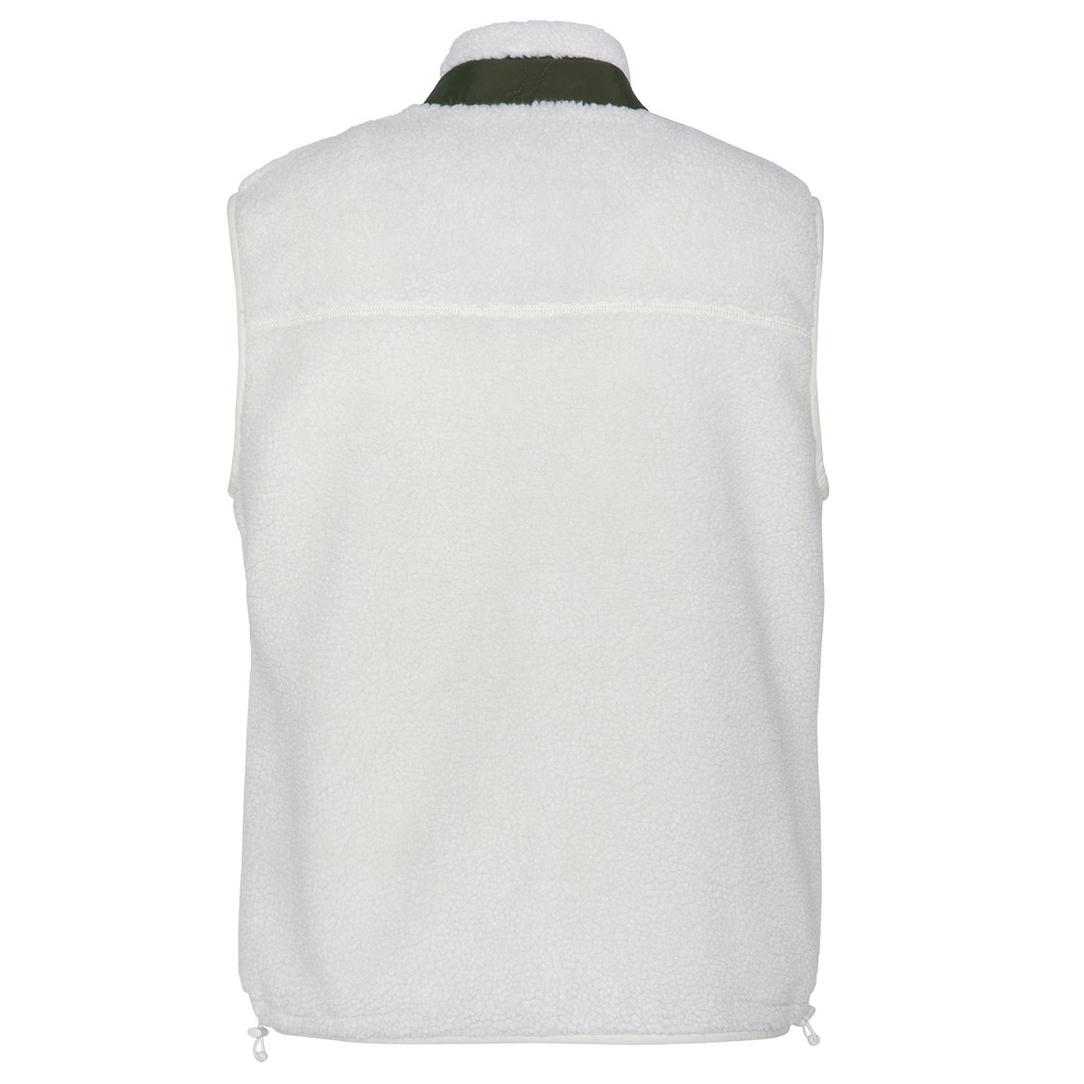 Sweatshirt zippé sans manche en sherpa blanc cassé/kaki, SCHOTT
