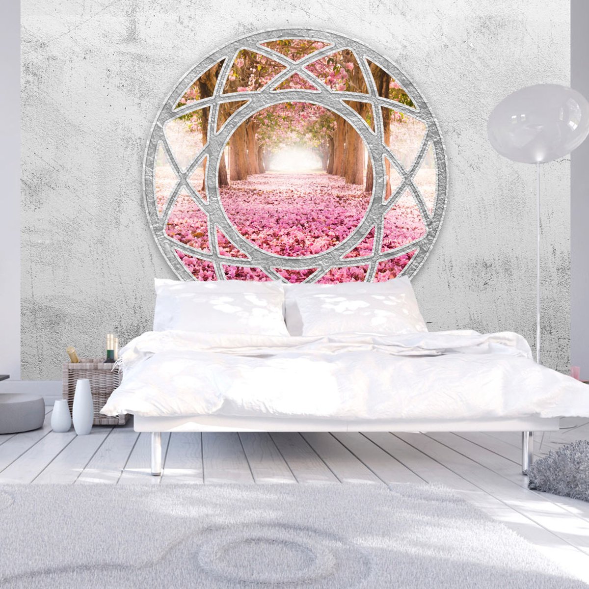 Papier peint intissé panoramique 3D et Perspective Enchanted window gris / argent, EDEN