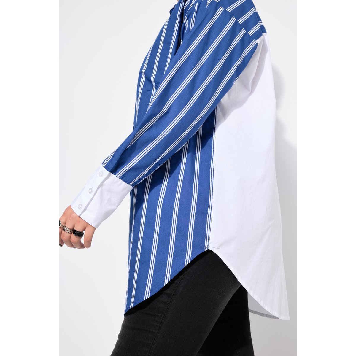 Chemise, oversized, rayures, manches longues bleu violet, STUDIO UNTOLD