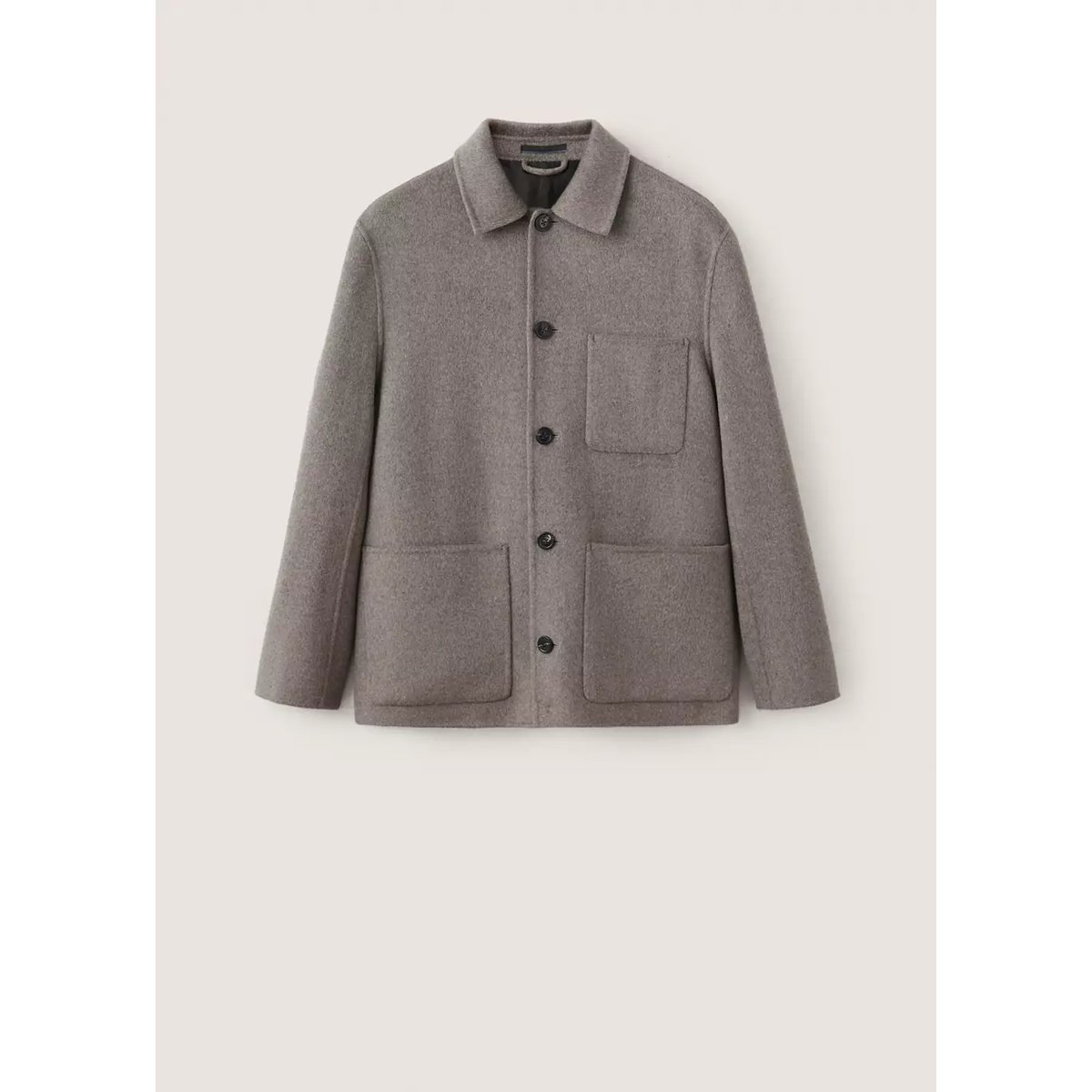 Manteau en mélange laine et cachemire à poches marron moyen, MANGO MAN