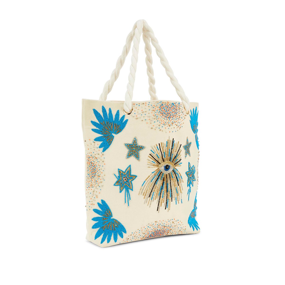 Sac cabas brodé de perles JULIUS blanc, WILD