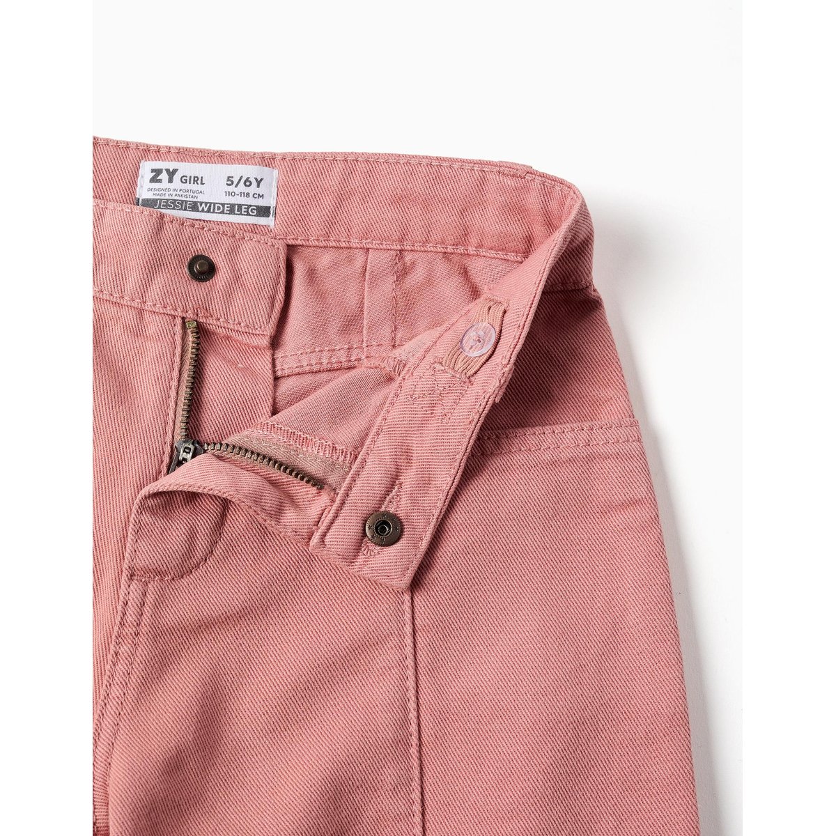 Pantalon en sergé à jambe large avec poches cargo rose, ZIPPY