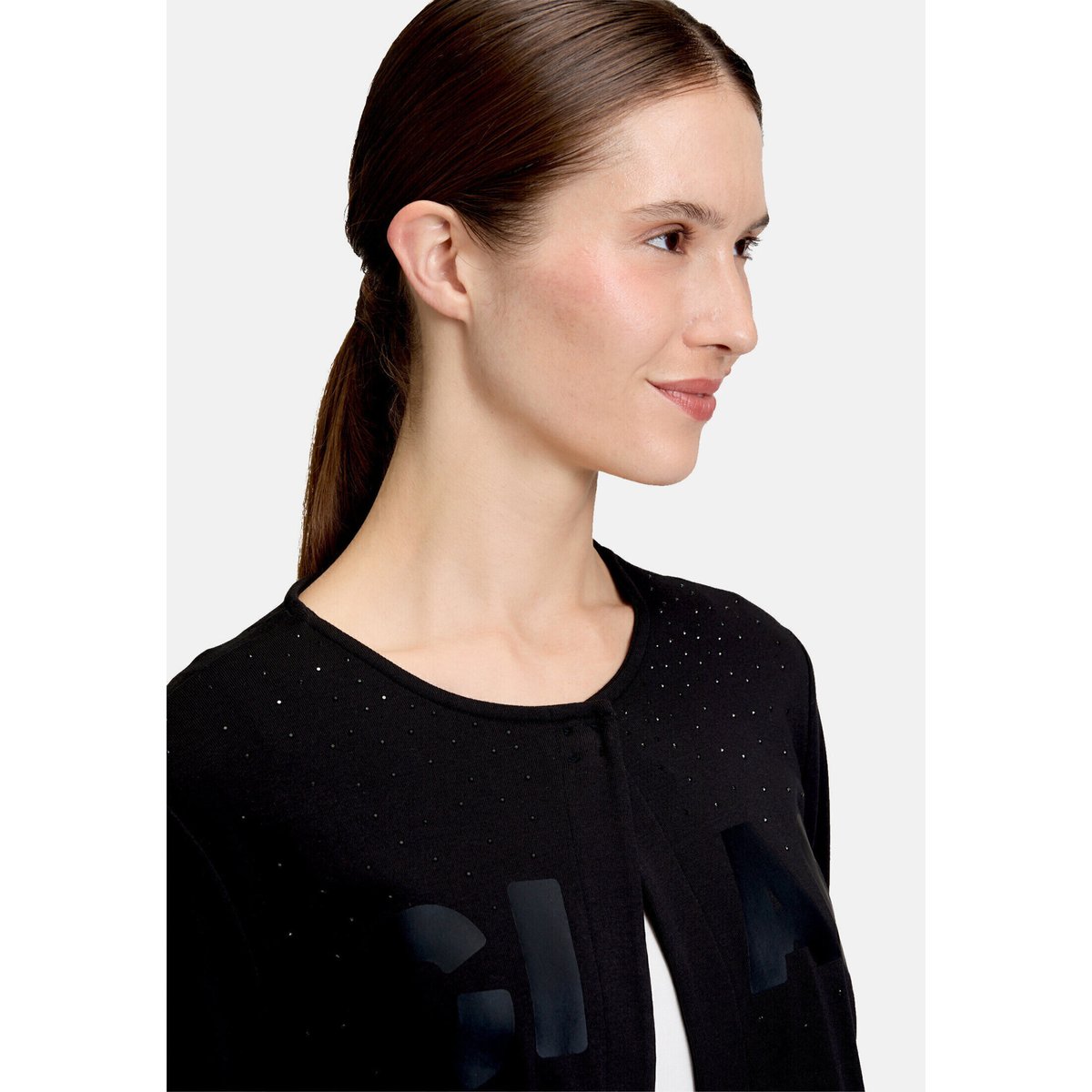 Cardigan façon t-shirt à encolure ronde noir, BETTY BARCLAY