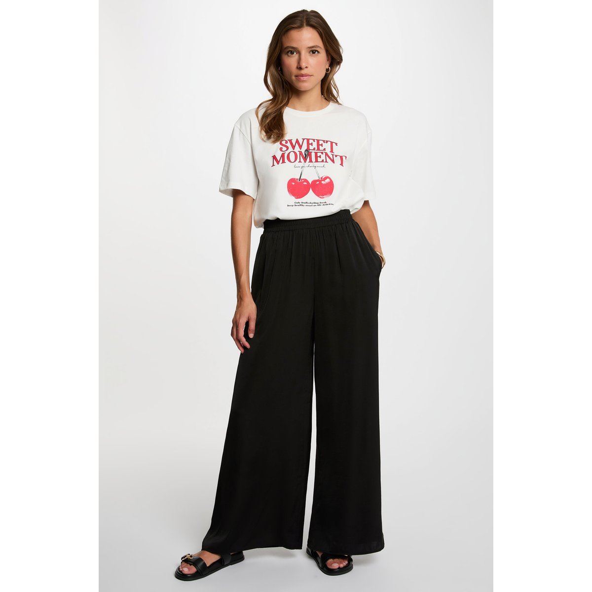 Pantalon large fluide noir, MORGAN