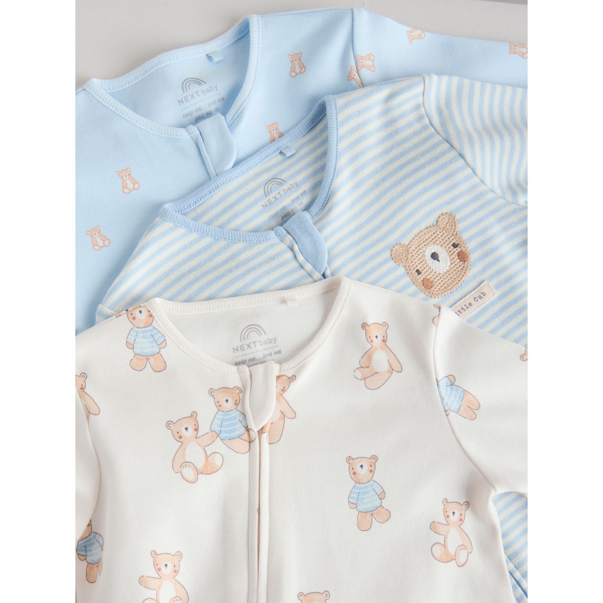 Dors-bien à zip double sens bébé, lot de 3 ours bleu, NEXT