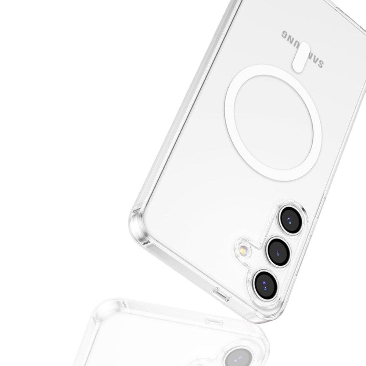 Coque Anti-choc Magnétique compatible Magsafe pour Galaxy S25 + Transparente + 2 vitres transparent, EVETANE