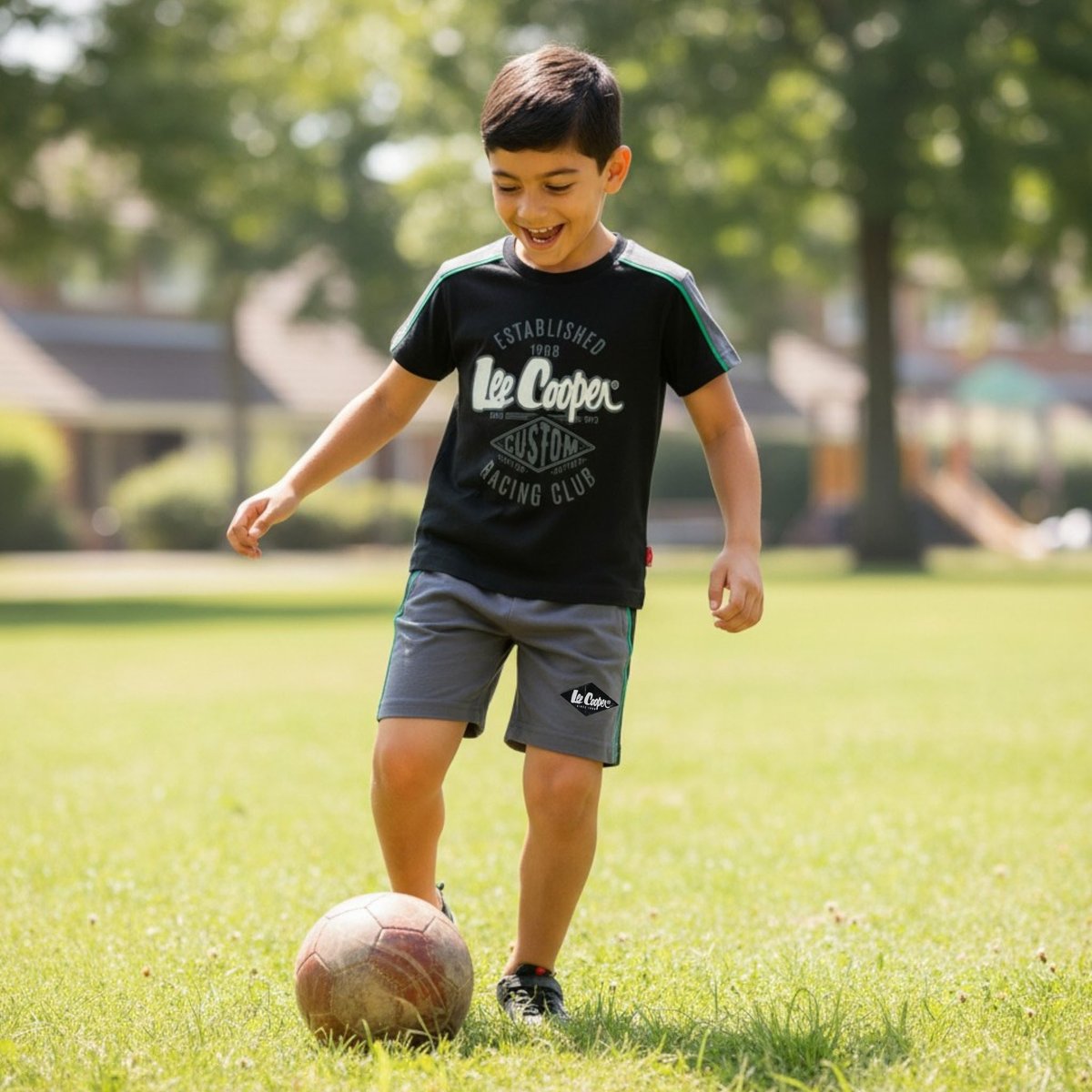 Ensemble t-shirt imprimé et short assorti KIDS CLUB noir, LEE COOPER