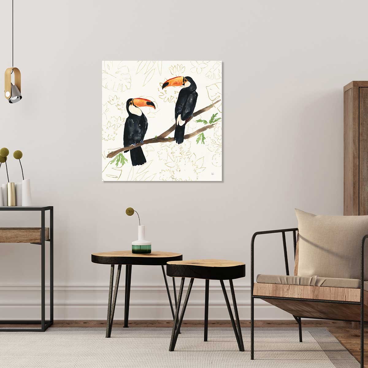 Tableau joyeux oiseaux tropicaux tableau alu dibond, HEXOA