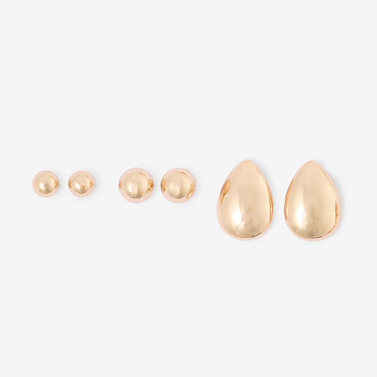 Set de 3 paires de boucles d'oreilles dorées doré, BALABOOSTE