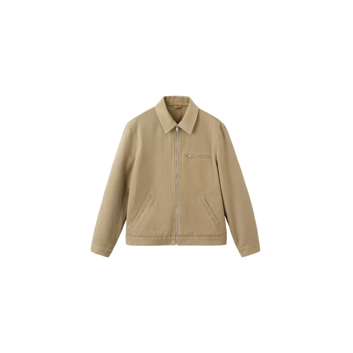 Veste en jean col velours côtelé beige, MANGO MAN