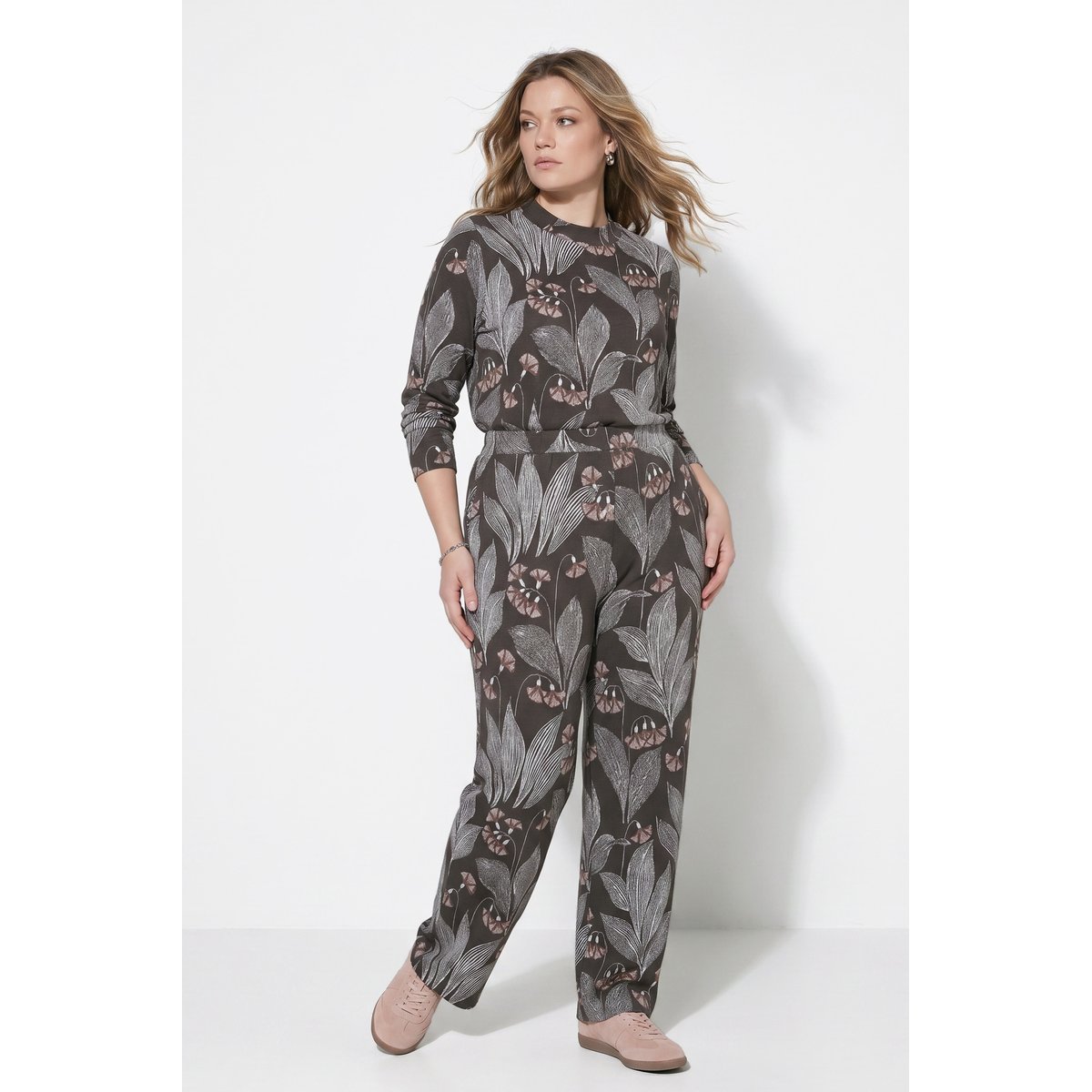 Pantalon Rose en molleton de coton bio noir marron, ULLA POPKEN