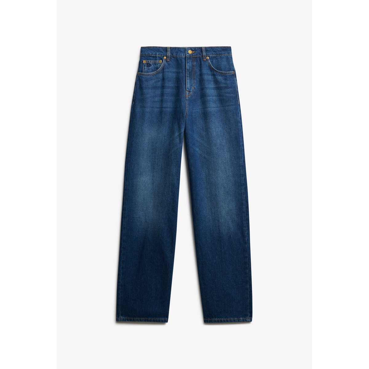 Jean Large Taille Haute en Coton Bio denim indigo profond, SUPERDRY