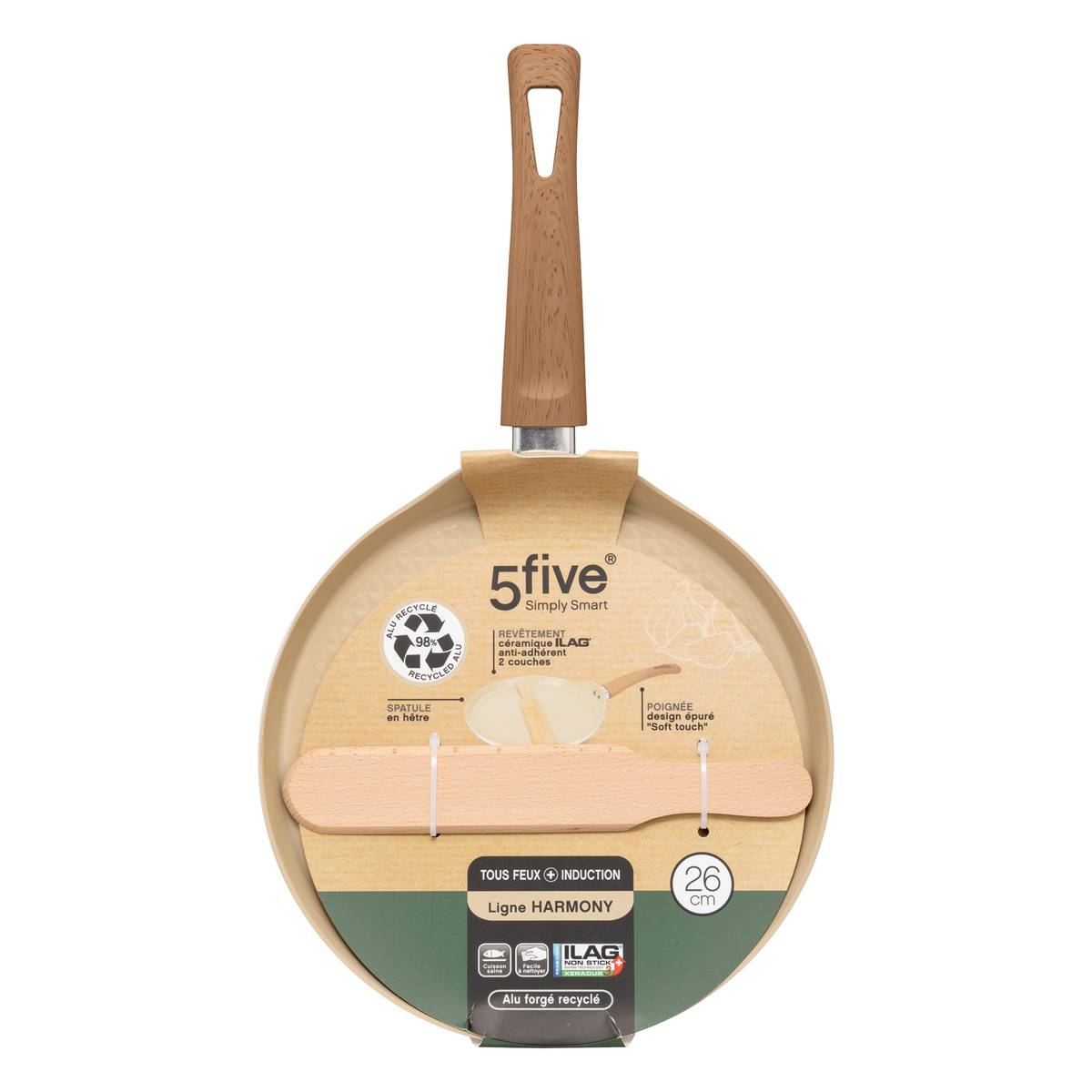 Crépière 26cm en aluminium forgé HARMONY beige, 5FIVE SIMPLY SMART