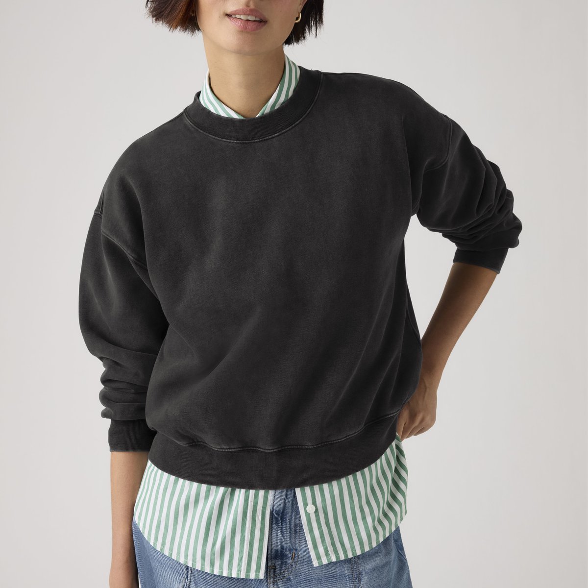 Sweat-shirt vintage coupe boxy noir - womens grunge wash jet black, LEVI'S