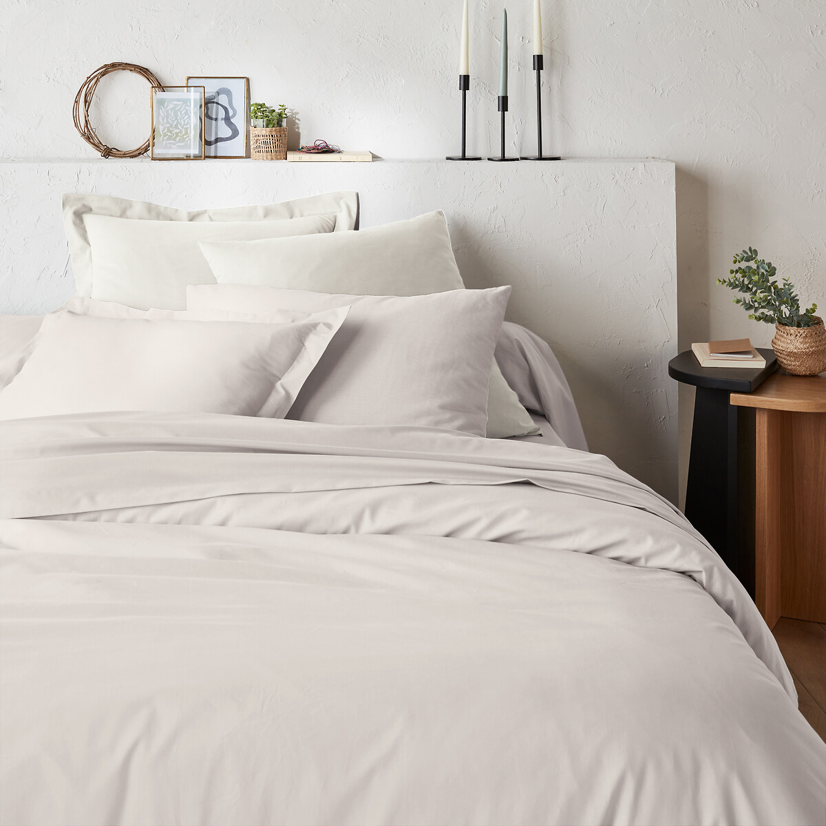 Unifarbener Kissenbezug aus Bio-Baumwolle mit Stehsaum Scenario beige, LA REDOUTE INTERIEURS