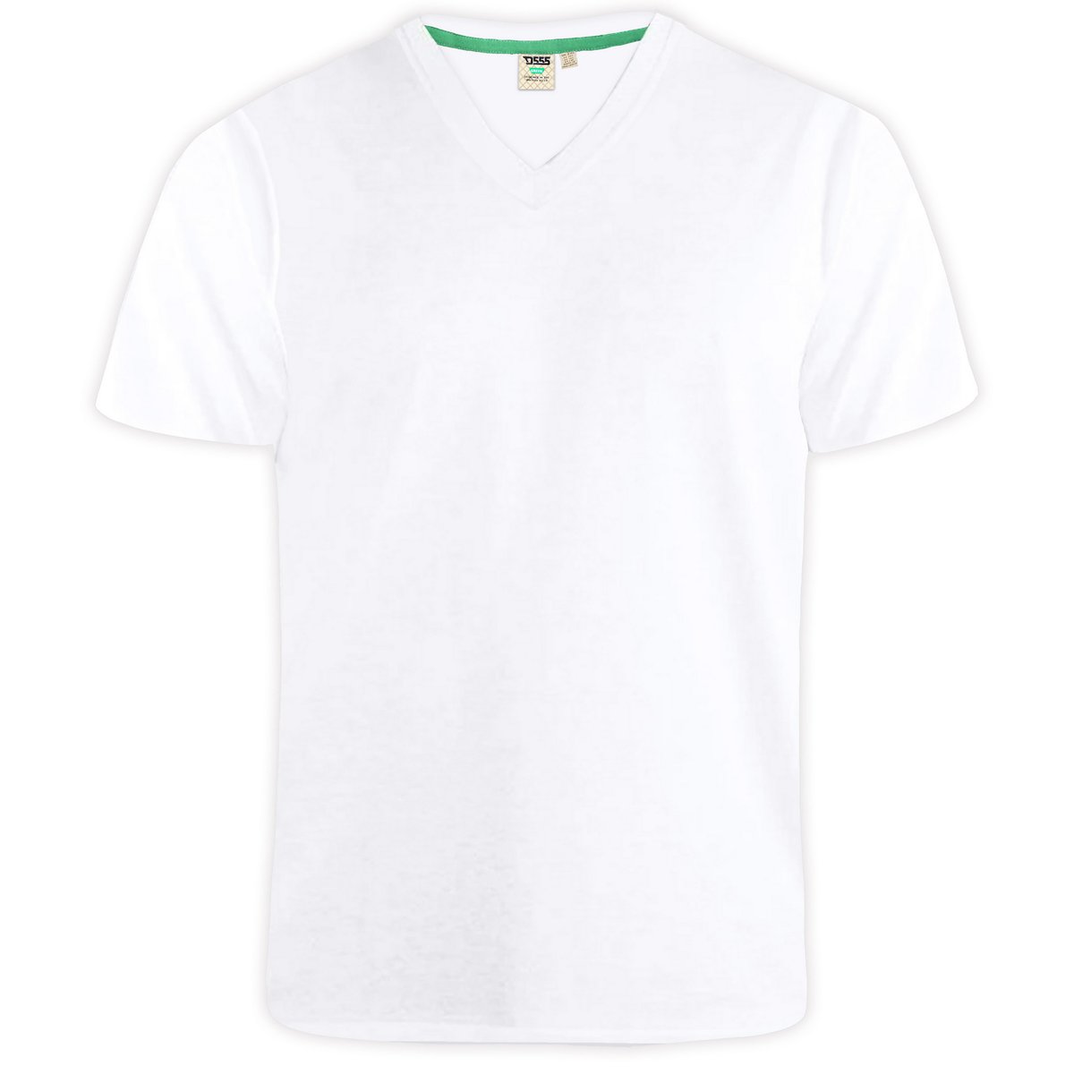 T-shirt col V en coton grande taille SIGNATURE bleu marine, DUKE