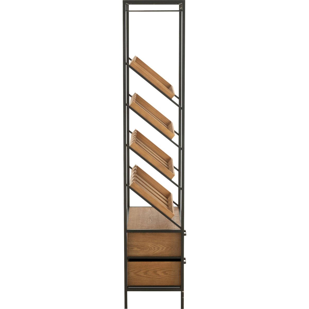 Meuble bar rectangulaire en bois avec rangements pour bouteilles bois naturel et métal noir, RECOLLECTION