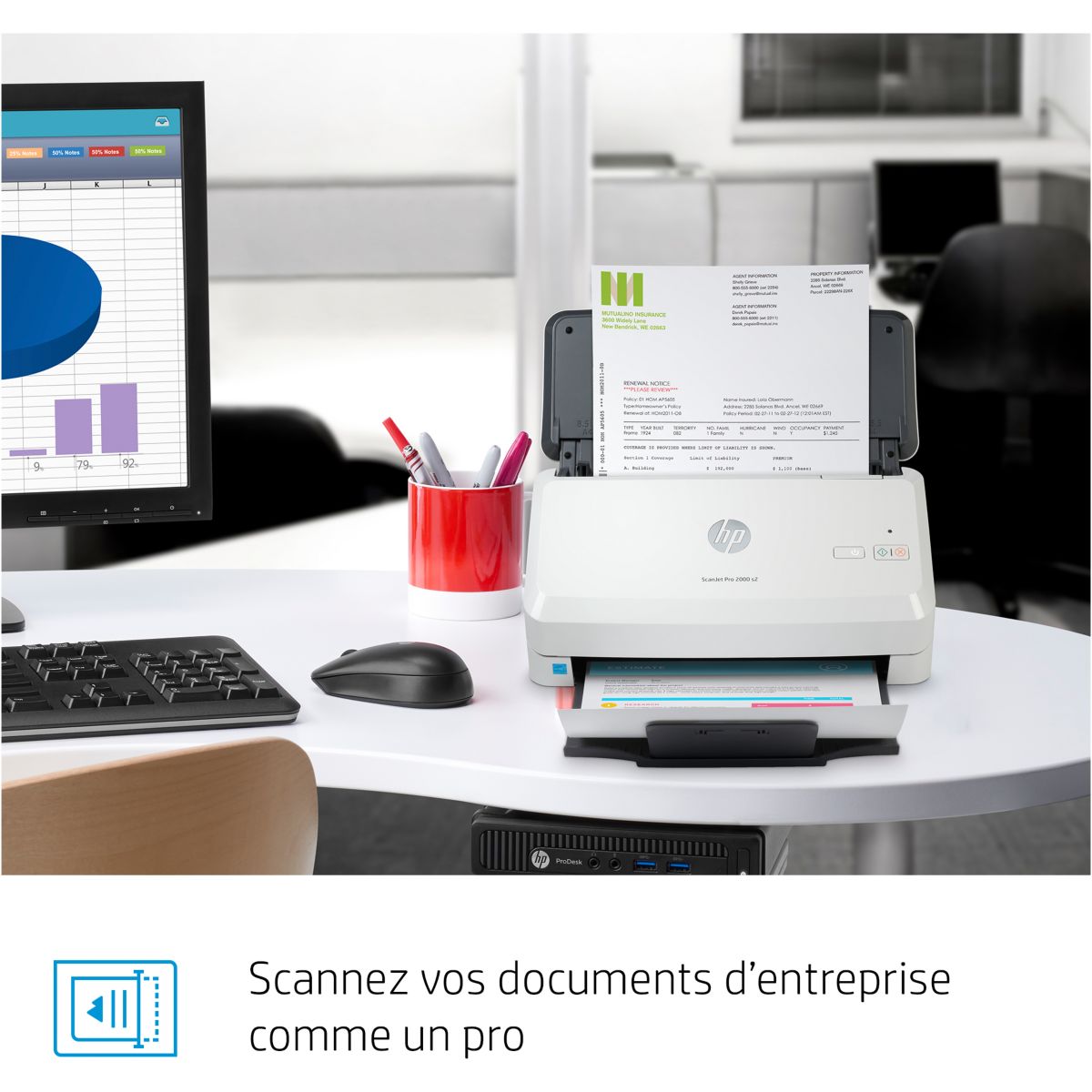 Scanner à défilement ScanJet Pro 2000 s2 couleur unique, HP