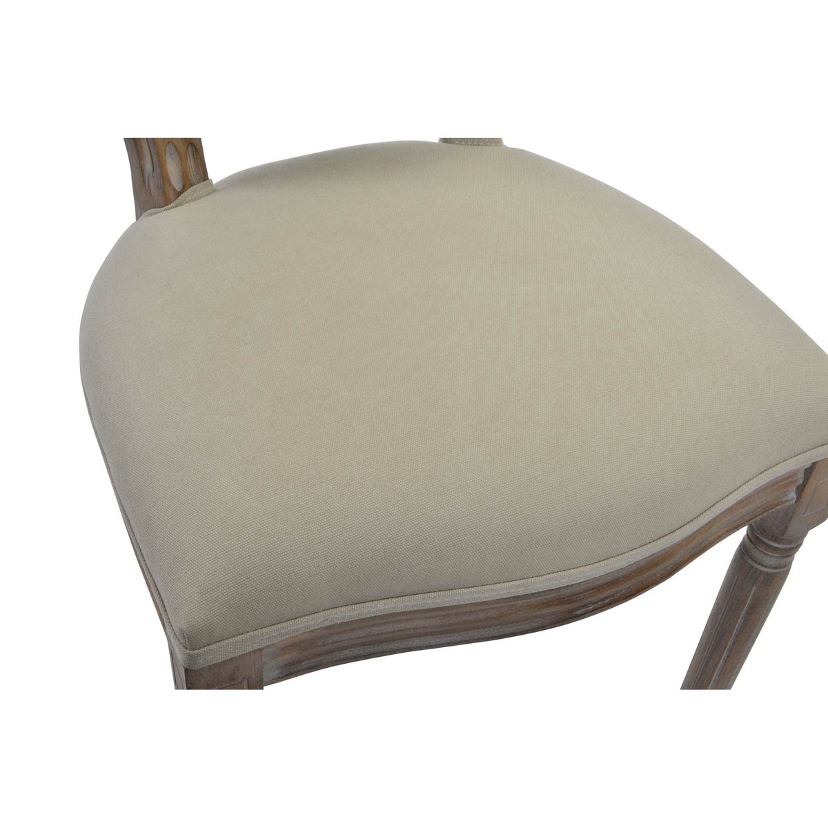 Chaise médaillon bois et lin beige - 48x46x96cm beige, WADIGA