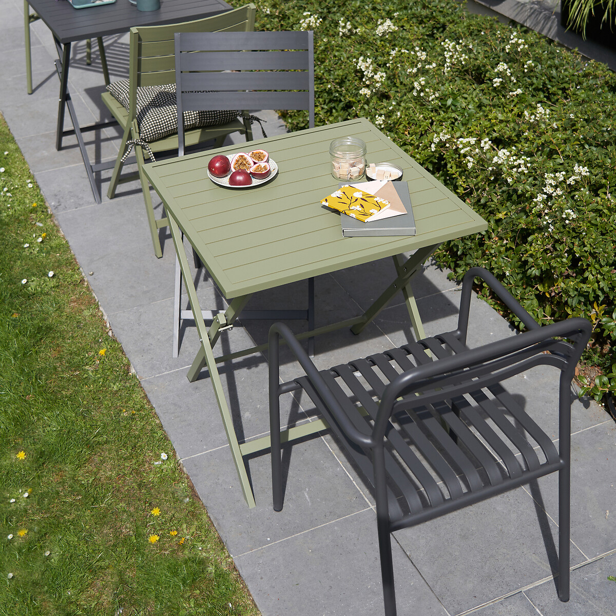Confezione da 2 poltrone da giardino, alluminio, MANNI antracite, LA REDOUTE INTERIEURS