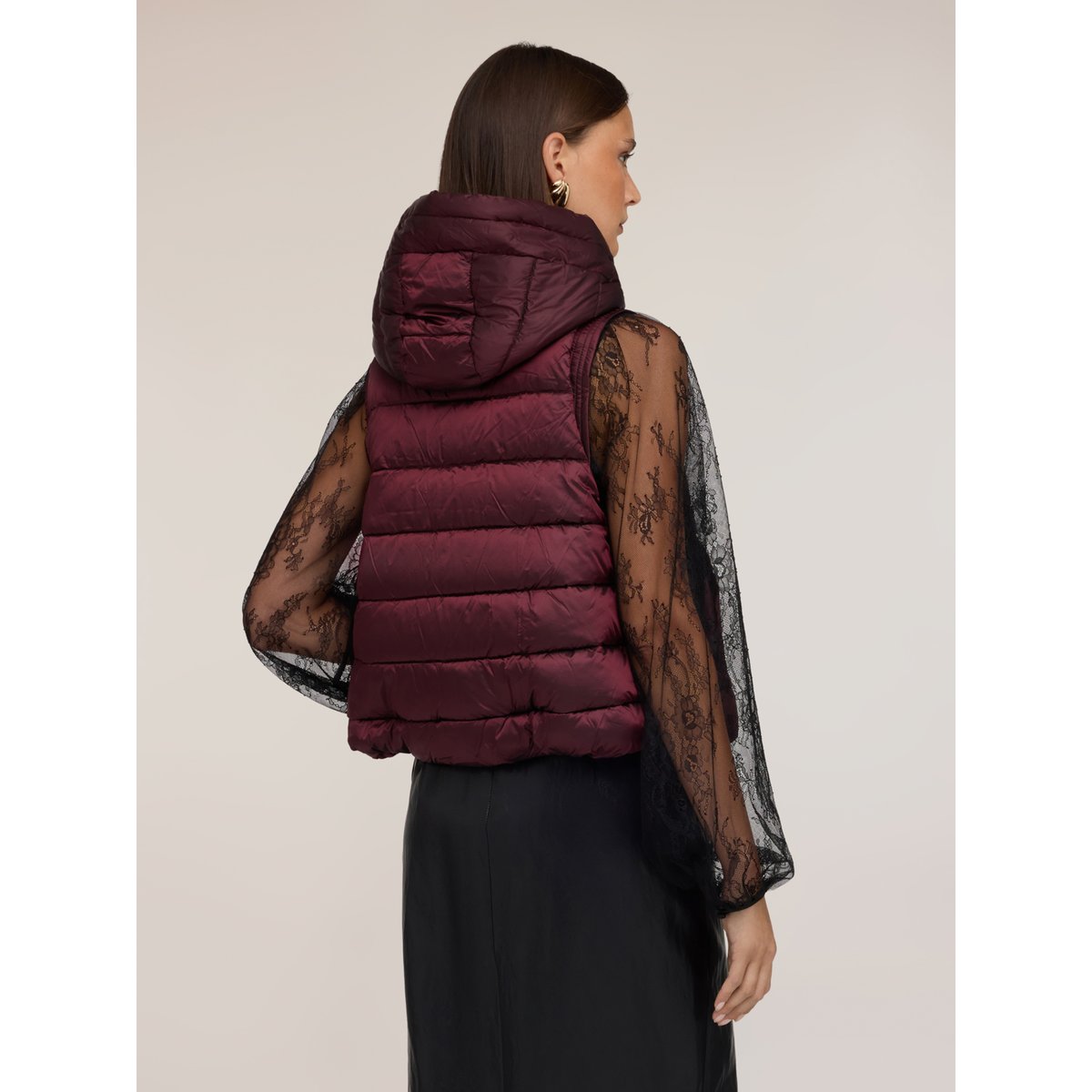 Gilet à capuche matelassé violet, MOTIVI