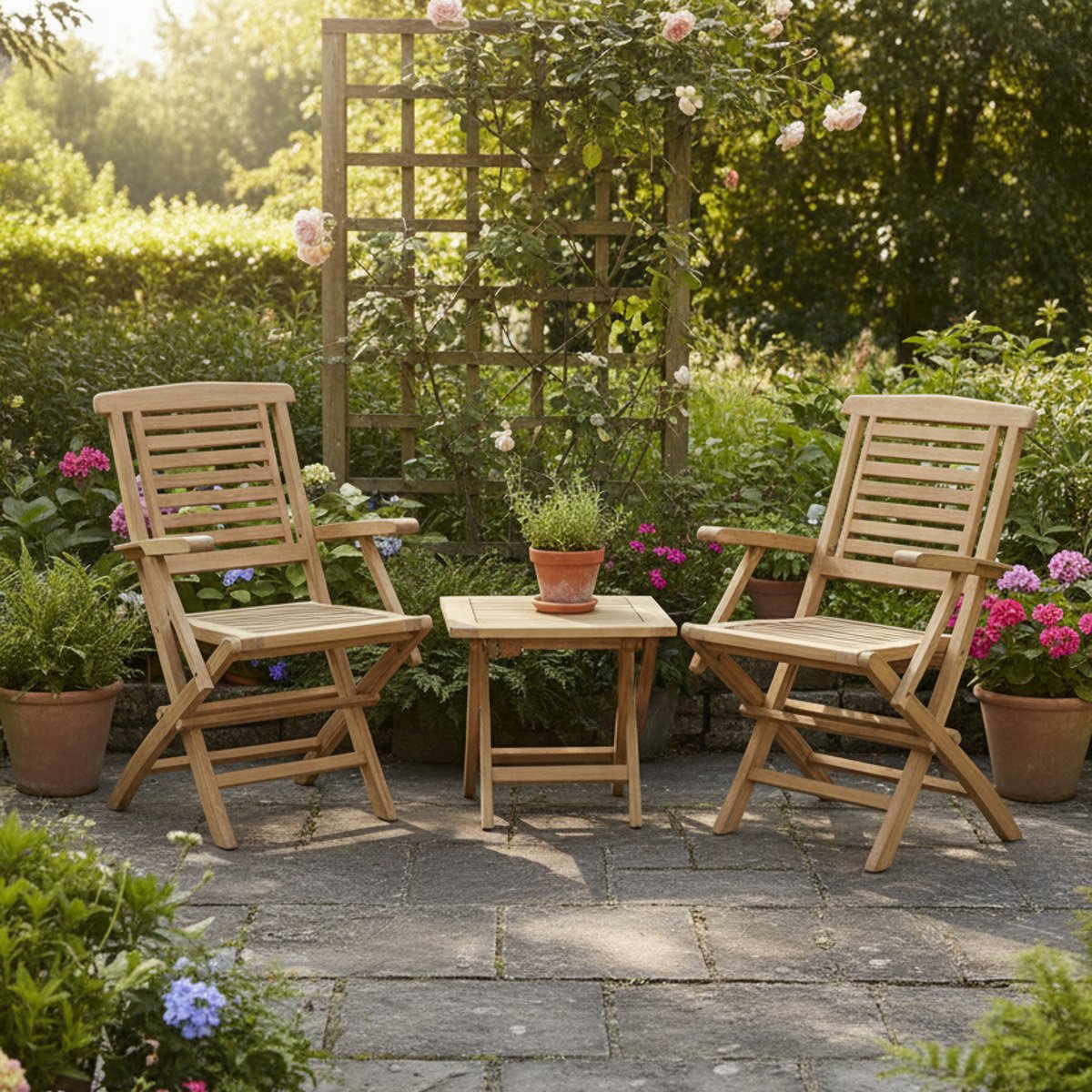 Fauteuils de jardin pliantes en teck massif (lot de 2) - BARBADE naturel, TECK ATTITUDE
