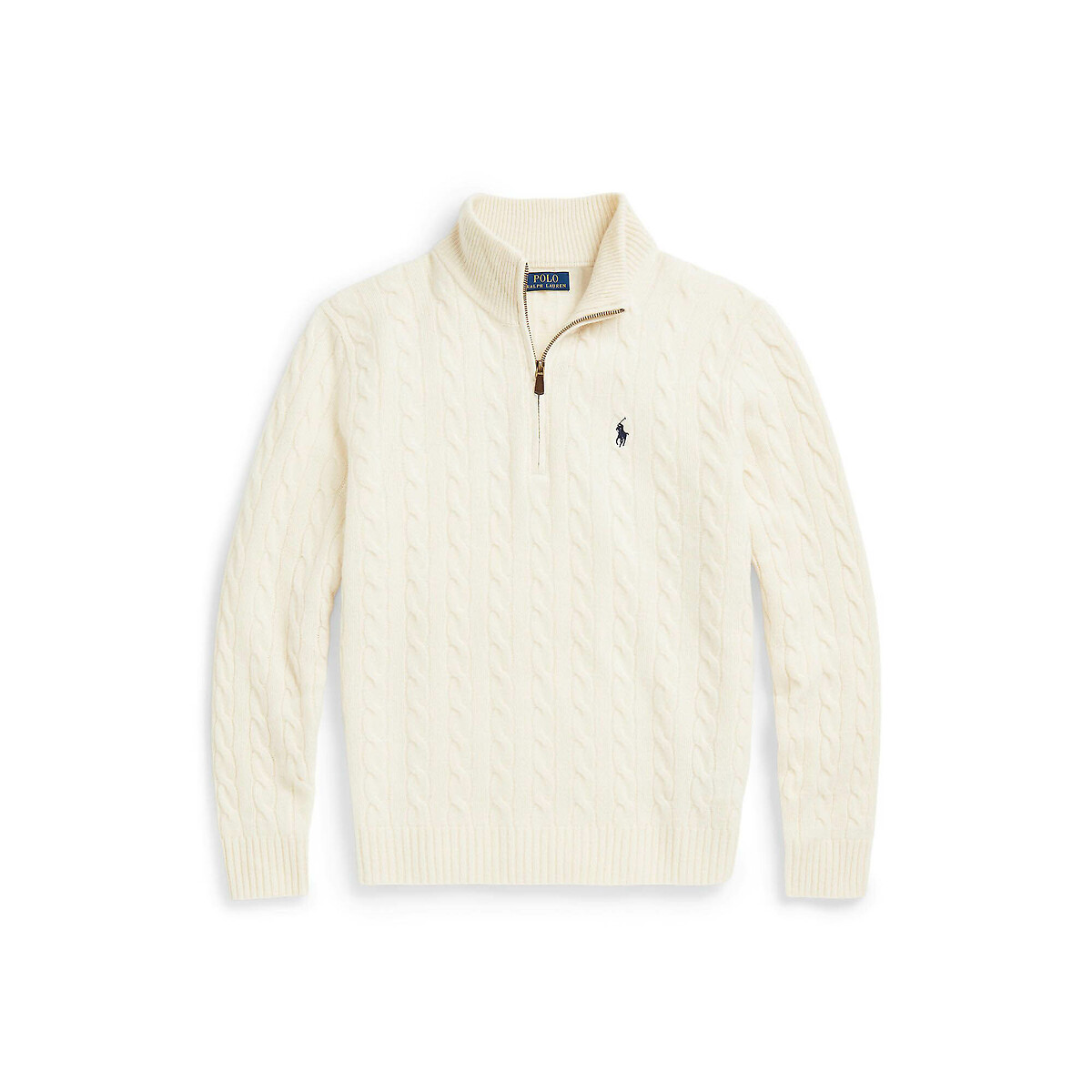  Pull torsadé en laine et cachemire ecru, POLO RALPH LAUREN