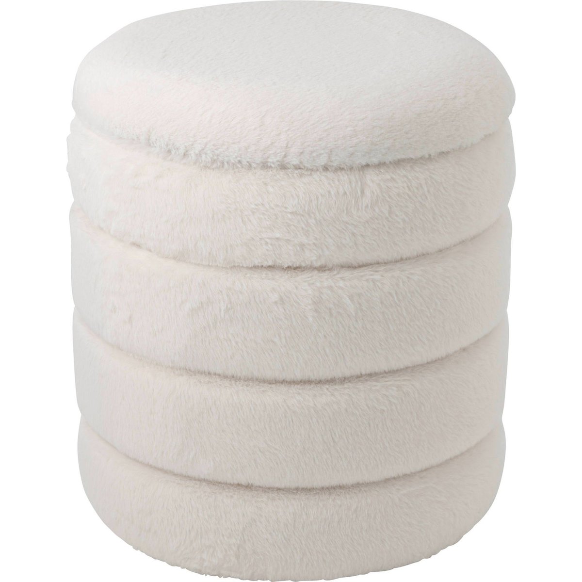 Pouf rond coffre de rangement tout doux blanc, RECOLLECTION