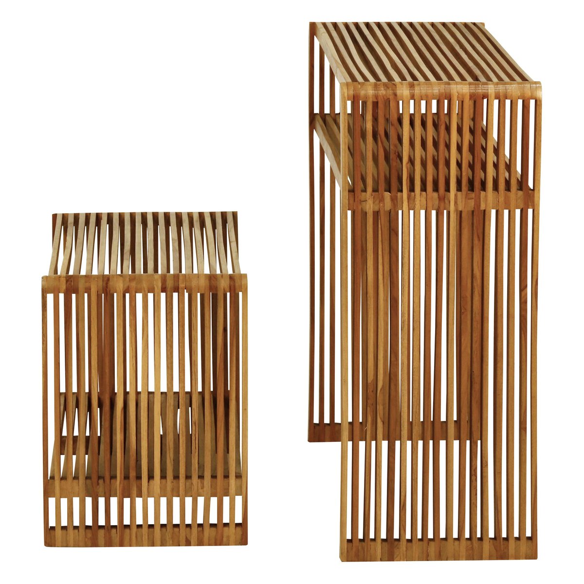 Consoles gigognes teck recyclé 74cm - Set de 2 naturel, ZAGO