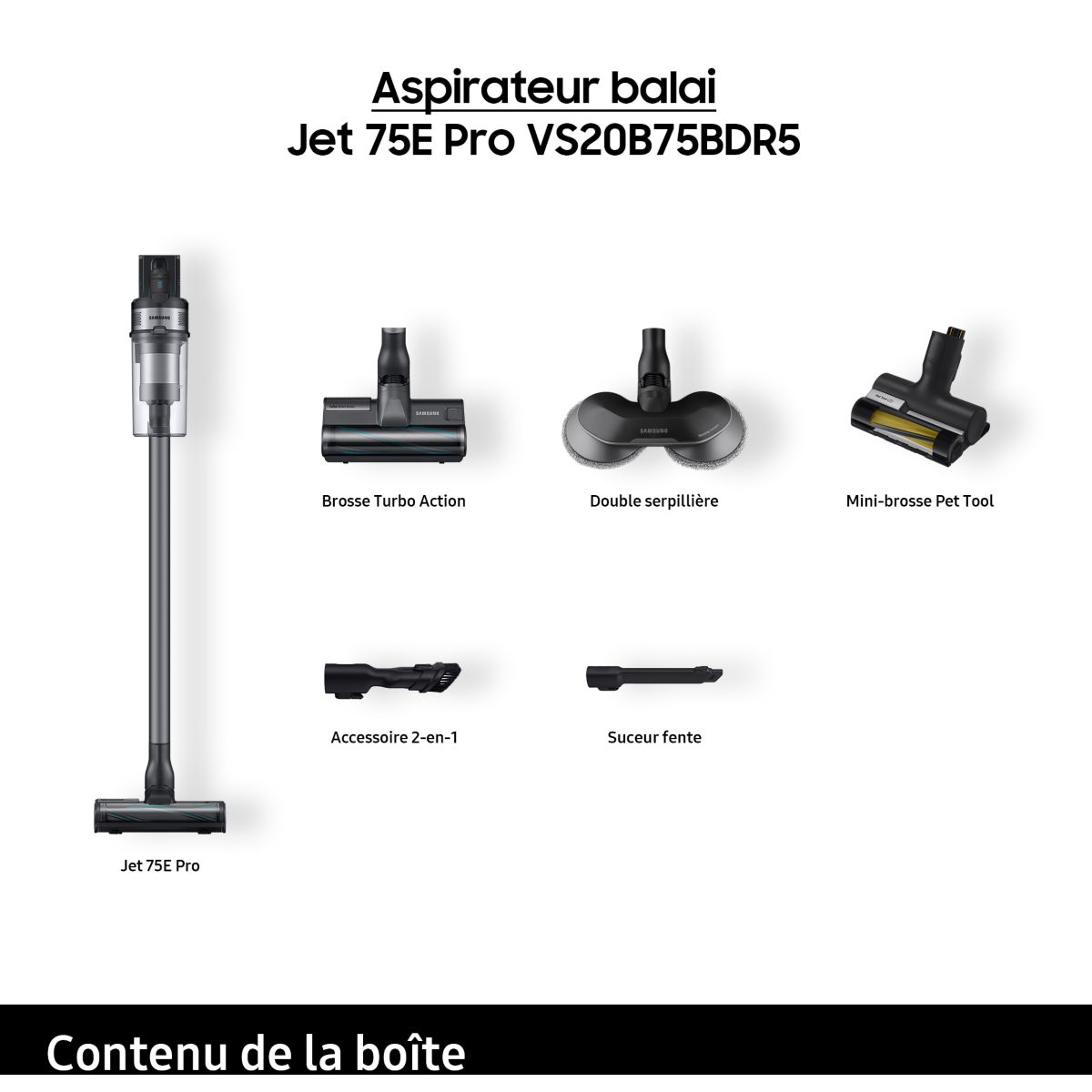 Aspirateur balai Jet 75E Pro Silver VS20B75BDR5 couleur unique, SAMSUNG