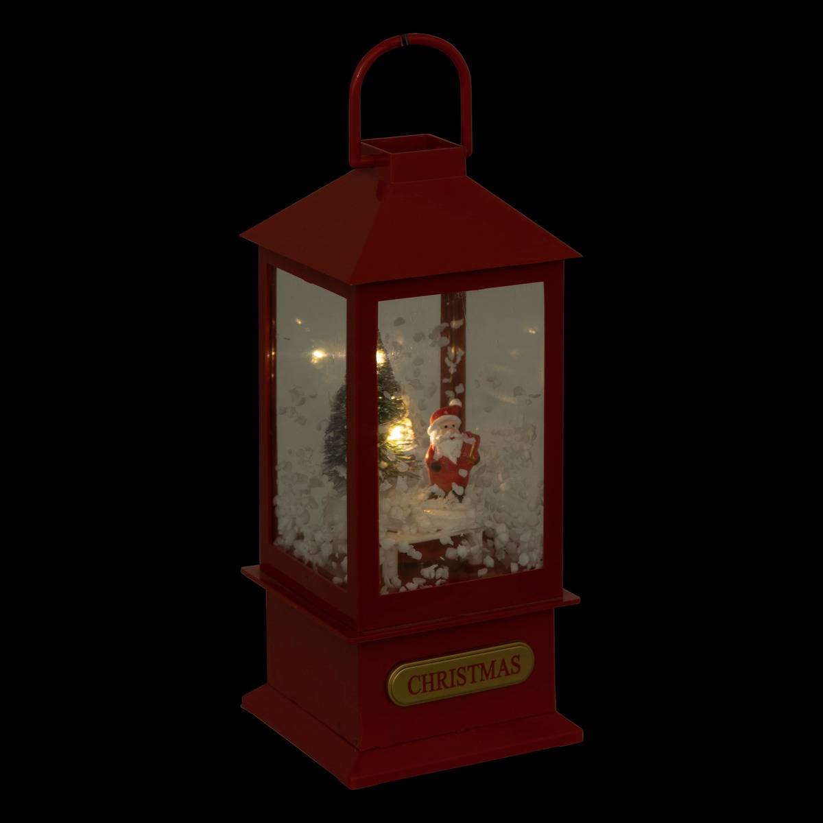 Décoration lanterne rouge H20 cm 4 LED blanc froid à piles rouge, FEERIC LIGHTS & CHRISTMAS