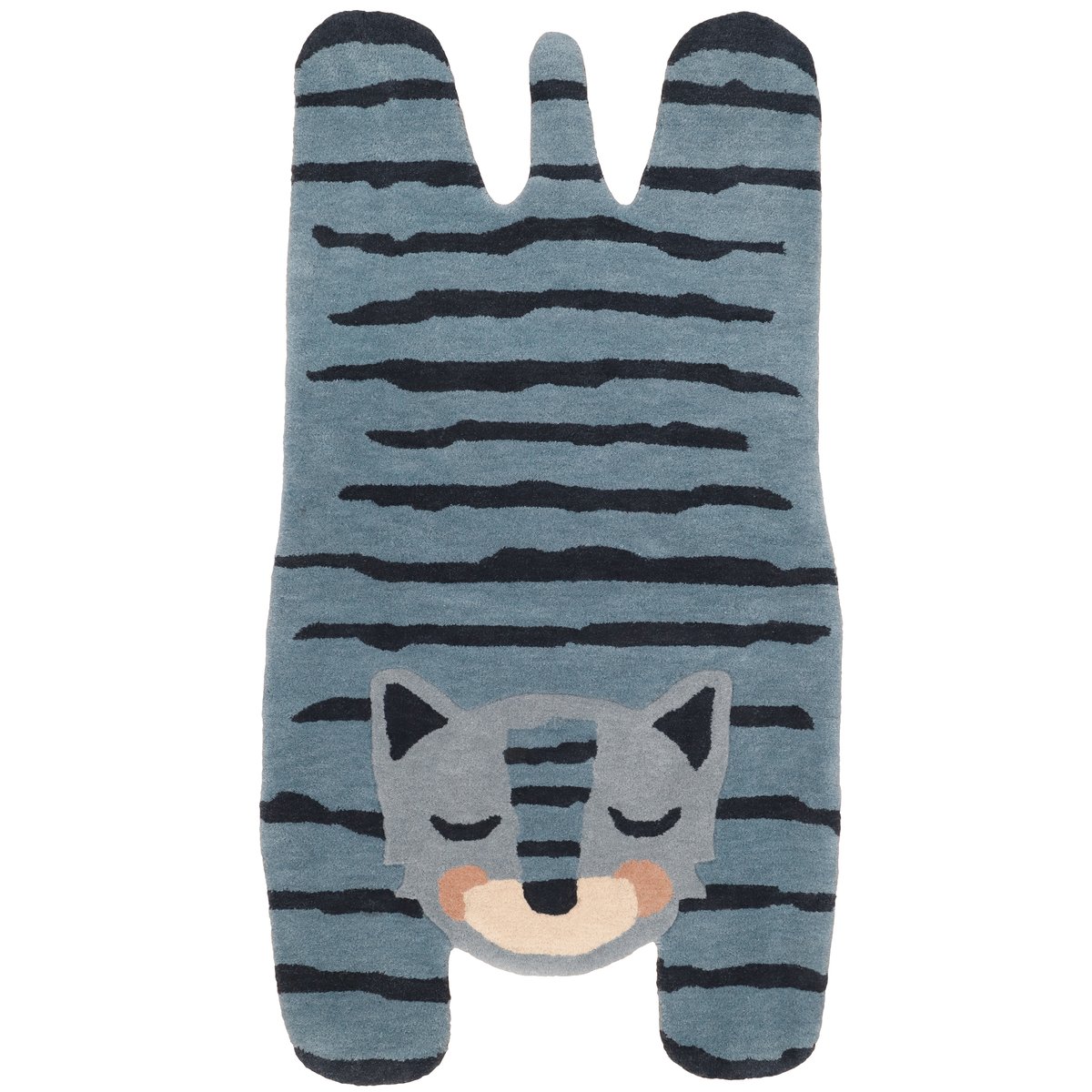 Tapis enfant en laine tigre BLUE TIGGER bleu, NATTIOT