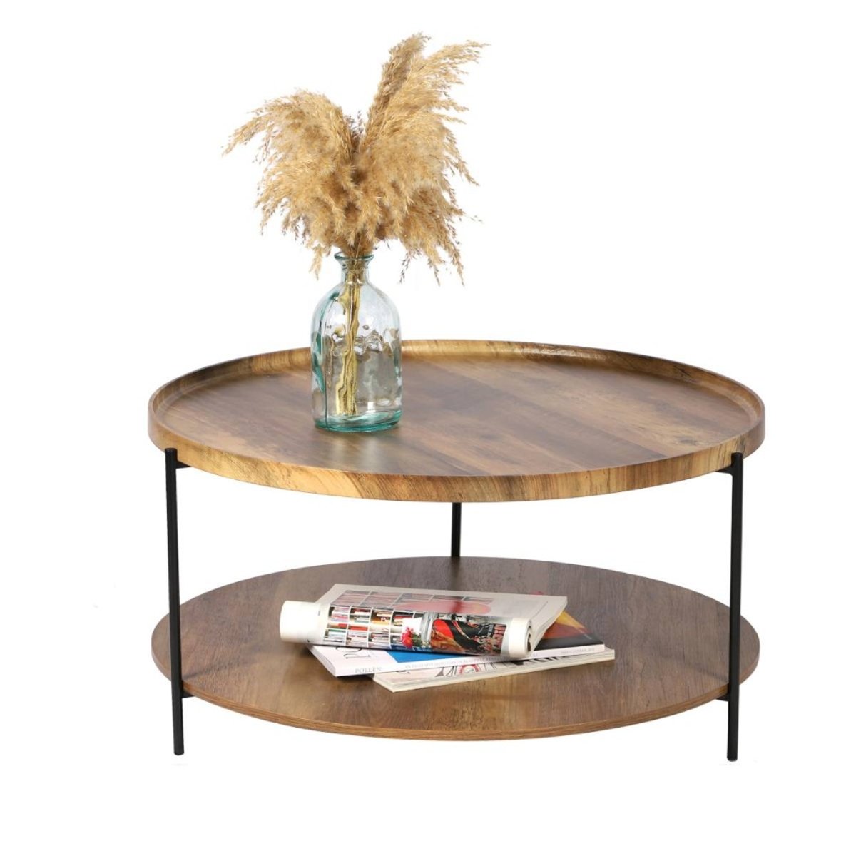 Table basse 2 niveaux JOYA marron, DECORATIE